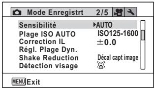 PENTAX OPTIO WG3-GPS - - Menu 2 [Mode Enregistrt] - 1