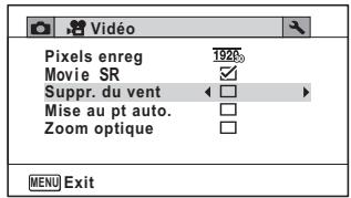 PENTAX OPTIO WG-4 - Suppression du bruit du vent pendant l'enregistrement d'une séquence vidéo (Suppr. du vent) - 1