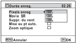 PENTAX OPTIO WG-4 - Sélection du nombre de pixels enregistrés et de la cadence d'image pour les séquences vidéo - 1