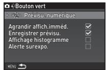 PENTAX KS2 - Sélection des réglages de l'affichage de la prévisualisation numérique - 1