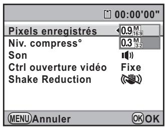 PENTAX KX - Changement des réglages des séquences vidéo - 1