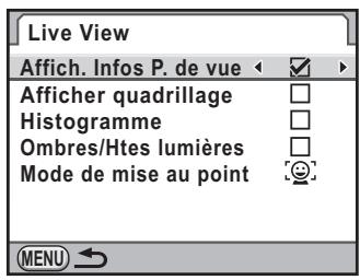 PENTAX KX - Réglage du mode Live View - 1