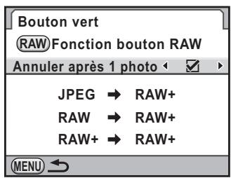 PENTAX KX - Réglage de la fonction du bouton RAW - 1