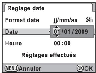 PENTAX KX - Utilisez le bouton de navigation (▲▼) pour régler le mois. - 1