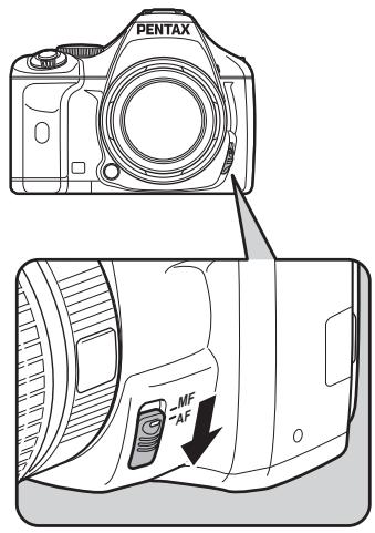 PENTAX KX - Réglez le curseur du mode de mise au point sur AF. - 1