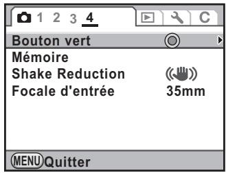 PENTAX KX - Sélectionnez [Bouton vert] dans le menu [Mode pr. de vue 4] et appuyez sur le bouton de navigation (▶). - 1