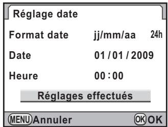 PENTAX KX - Appuyez sur le bouton de navigation (▼) pour sélectionner [Réglages effectués]. - 1