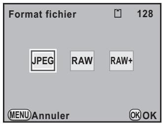 PENTAX KX - Sélectionnez un format de fichier à l'aide du bouton de navigation (◀▶). - 1