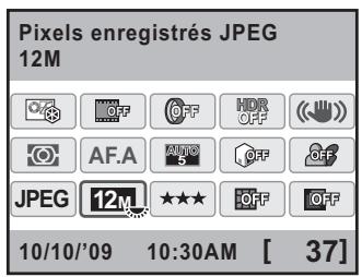 PENTAX KX - Utilisez le bouton de navigation (▲▼◀▶) pour sélectionner [Pixels enregistrés JPEG] puis appuyez sur le bouton OK. - 1