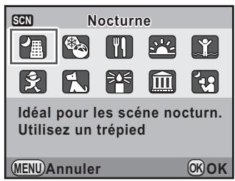 PENTAX KX - Utilisez le bouton de navigation (▲▼◀▶) ou la molette de sélection pour choisir un mode scène. - 1