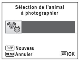 Sélection de l'animal à photographier DISP Nouveau MENU Annuler OK OK