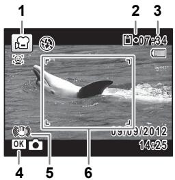 PENTAX X5 - Les informations suivantes sont indiquées par l'écran. - 1
