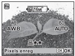 Fn 16M WB AWB ISO AUTO Pixels enreg OK OK