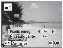 Pixels enreg 7M Niveau qualité ★★ MENU Annuler OK OK