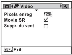 Pixels enreg 1926 Movie SR ✓ Suppr. du vent □ MENU Exit