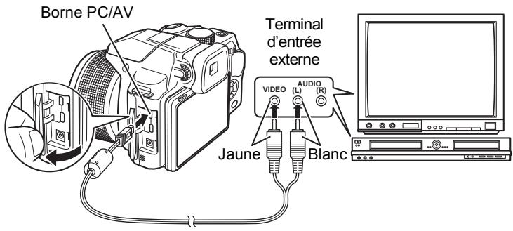 Borne PC/AV Terminal d'entrée externe VIDEO AUDIO (L) (R) Jaune Blanc