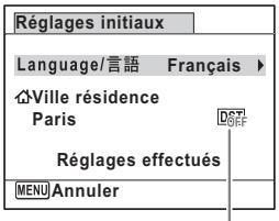 Réglages initiaux Language/言語 Français ► Ville résidence Paris Réglages effectués MENU Annuler