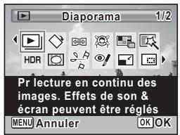 Pr lecture en continu des images. Effets de son & écran peuvent être réglés MENU Annuler OK OK