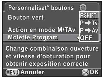 PENTAX K-01 - Définir le fonctionnement de la molette en mode P. - 1