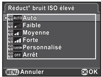 PENTAX K-01 - Sélectionnez [Réduct° bruit ISO élevé] dans le menu [Mode pr. de vue 2] et appuyez sur le bouton de navigation (▶). - 1