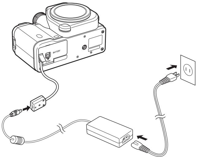 PENTAX K-01 - Raccordez le coupleur secteur et l'adaptateur secteur. - 1