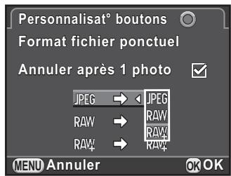 PENTAX K-01 - Réglage du format fichier ponctuel - 1