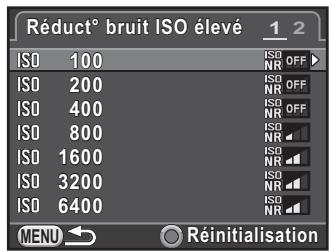 PENTAX K-01 - Utilisez le bouton de navigation (▲▼) pour sélectionner une valeur de sensibilité et utilisez le bouton de navigation (◀▶) pour régler le niveau de réduction du bruit à appliquer à la sensibilité choisie. - 1