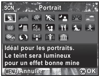 PENTAX K-01 - Utilisez le bouton de navigation (▲▼◀▶) ou la molette de sélection pour choisir un mode scène, puis appuyez sur le bouton OK. - 1