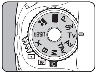 PENTAX K-5 - Positionnez le selecteur de mode sur Tv. - 1