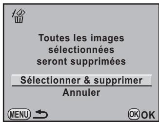 PENTAX K-5 - Appuyez sur le bouton de navigation () pour selectionner [Sélectionner &amp; supprimer]. - 1