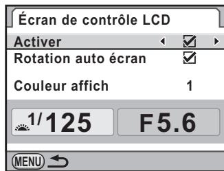 PENTAX K-5 - Paramétrage de l'affichage de l'écran de contrôle LCD - 1
