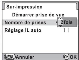 PENTAX K-5 - Appuyez sur le bouton de navigation () et utilisez le bouton de navigation ( ) pour selectionner le nombre de prises de vue. - 1