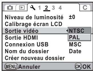 PENTAX K-5 - Sélectionnez [Sortie video] dans le menu [Préférences 2] et appuyez sur le bouton de navigation (▶). - 1