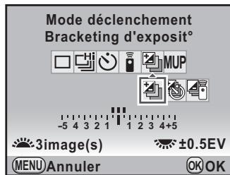 PENTAX K-5 - Appuyez sur le bouton de navigation (▼) et utilisez le bouton de navigation (▲▶) pour sélectionner ↓, ↑ ou ↑. - 1