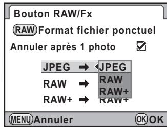 PENTAX K-5 - Choisissez un format de fichier à l'aide du bouton de navigation (▲▼). - 1