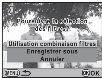 PENTAX K-5 - Utilisez le bouton de navigation ( ) pour selectionner [Utilisation combinaison filtres] ou [Enregistrer sous]. - 1