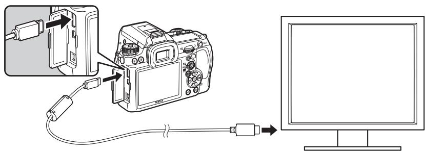 PENTAX K-5 - Branchement de l'appareil à une prise HDMI - 1