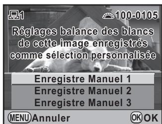 PENTAX K-5 - Enregistrement du réglage de la balance des blancs d'une image capturée - 2