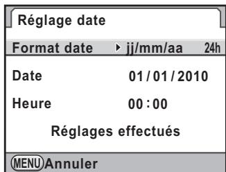 PENTAX K-5 - Changement de l'affichage de la date et de l'heure - 1