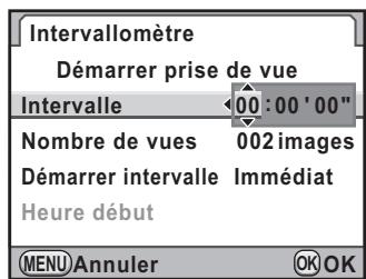 PENTAX K-5 - Utilisez le bouton de navigation ( ) pour selectionner [Intervalle]. - 1