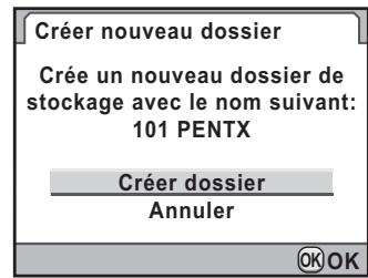 PENTAX K-5 - Utilisez le bouton de navigation ( ) pour selectionner [Créer dossier] puis appuyez sur le bouton OK. - 1