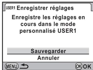 PENTAX K-5 - Appuyez sur le bouton de navigation (▲) pour sélectionnner [Sauvegarder] puis appuyez sur le bouton OK. - 1
