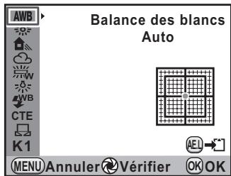 PENTAX K-5 - Utilisez le bouton de navigation (▲▼) pour selectionner la balance des blancs. - 1