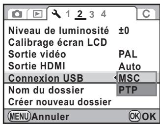 PENTAX K-5 - Réglage du mode de connexion USB - 1
