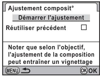 PENTAX K-5 - Sélectionnez [Démarrer l'ajustement] et appuyez sur le bouton OK. - 1