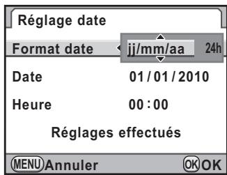 PENTAX K-5 - Utilisez le bouton de navigation ( ) pourCHOISIR le format de date. - 1