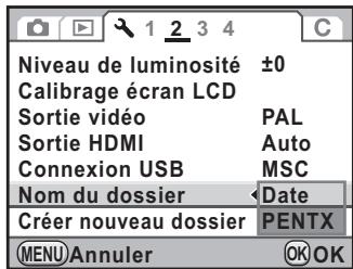 PENTAX K-5 - Changement du système de dénomination du dossier - 1