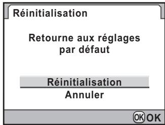 PENTAX K-5 - Appuyez sur le bouton de navigation () pour selectionner [Réinitialisation] puis appuyez sur le bouton OK. - 1