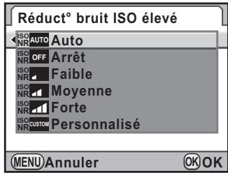 PENTAX K-5 - Sélectionnez [Réduct° bruit ISO évé] dans le menu [Mode pr. de vue 3] et appuyez sur le bouton de navigation (▶). - 1