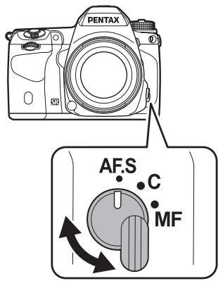 PENTAX K-5 - Réglez le curseur du mode de mise au point sur AF.S. - 1